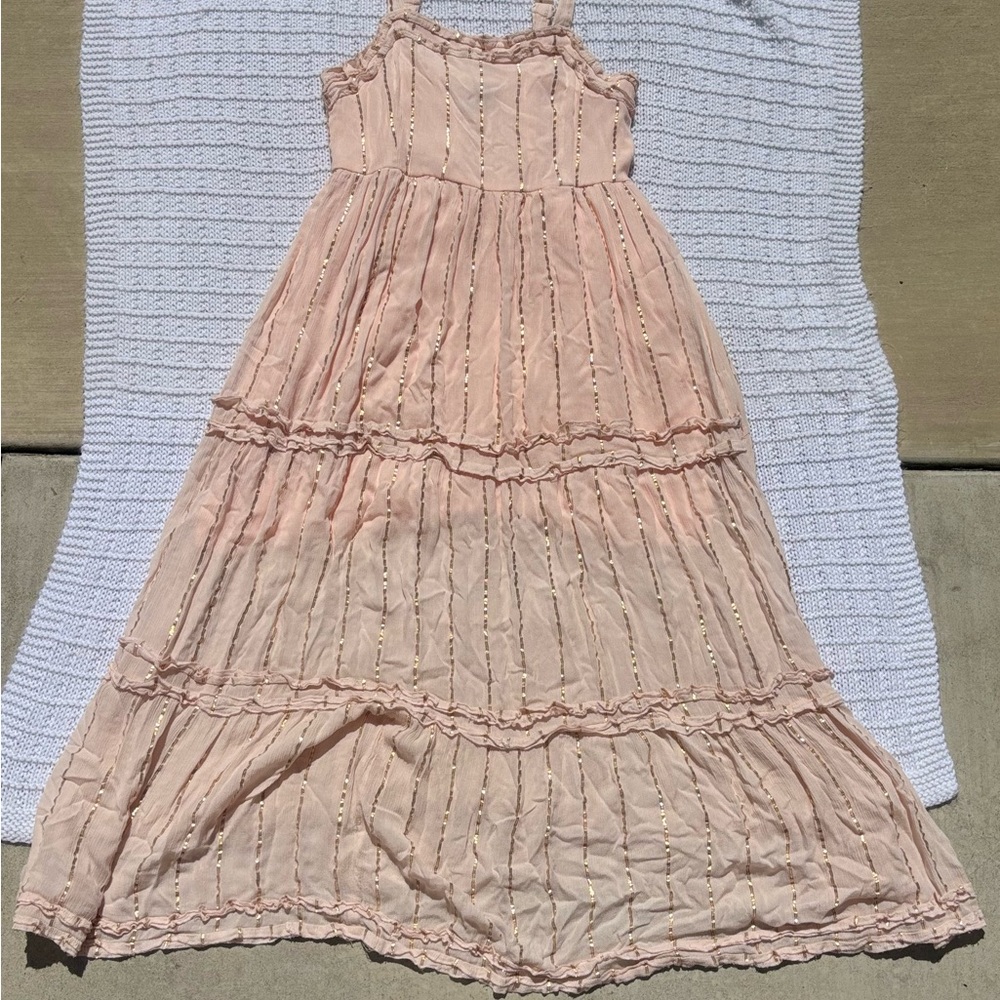 Jessica Taylor Boho Tiered Maxi Dress - One Size - Blush Pink & Gold